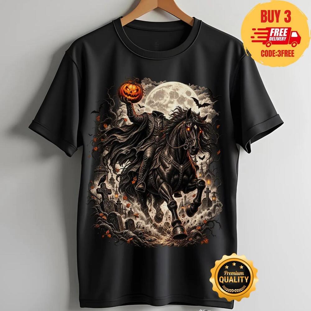 Headless Horseman Shirt, Pumpkin Rider Halloween Shirt, Spooky